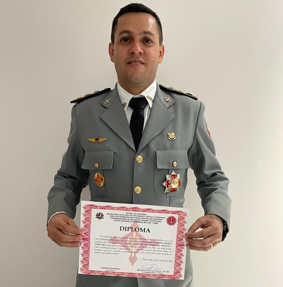 Oficial da Casa Militar do Governador conclui Curso Superior de Bombeiros Militares em Porto Velho