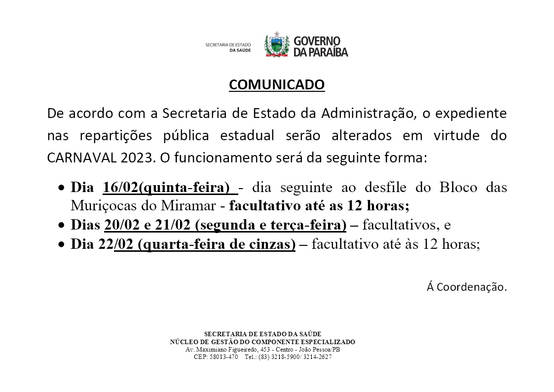 COMUNICADO CARNAVAL