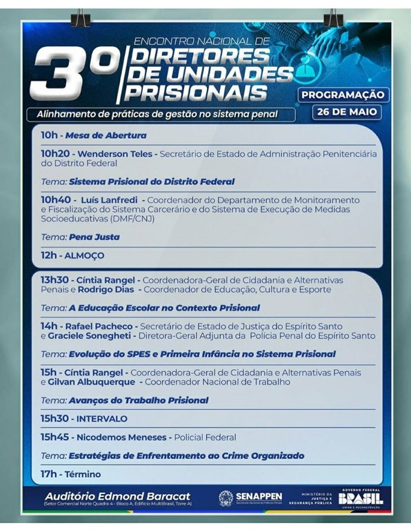 3º Encontro Nacional de Diretores de Unidades Prisionais começou em Brasília_2.jpg